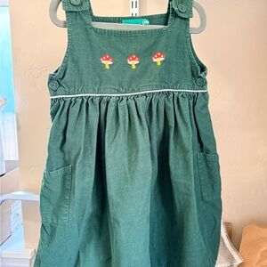 Little Green Radicals Forest Green Dress with Mushroom Design